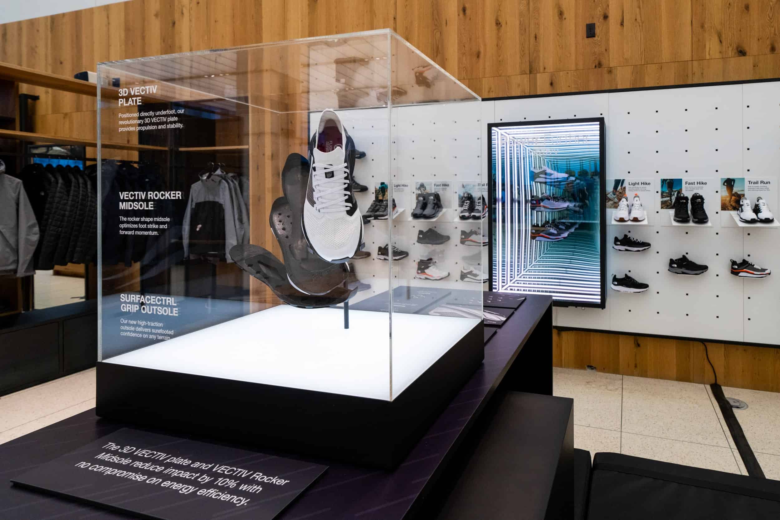 the-north-face-5th-new-york-city-exploded-shoe-retail-display-infinity-mirror-custom-footwear-elements